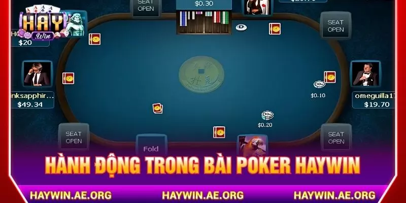 Các hành động trong bài poker Haywin cần nắm rõ