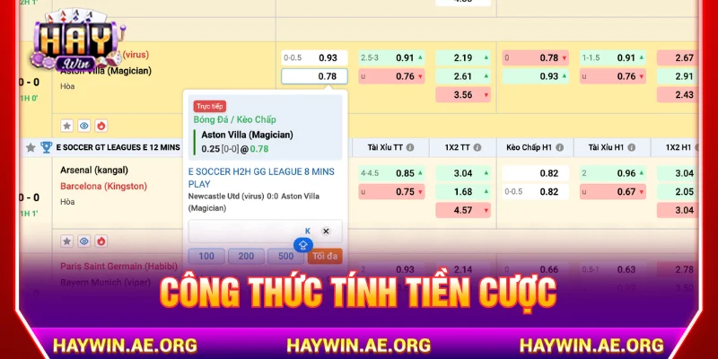 Công thức tính tiền thắng thua kèo Ngoại hạng Anh HAYWIN