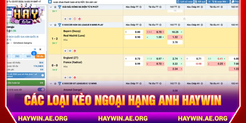 Kèo Ngoại hạng Anh HAYWIN có đa dạng hình thức cược