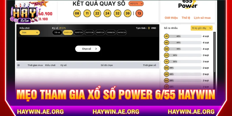 Những bí quyết chơi xổ số Power 6/55 HAYWIN thắng lớn, bách phát bách trúng
